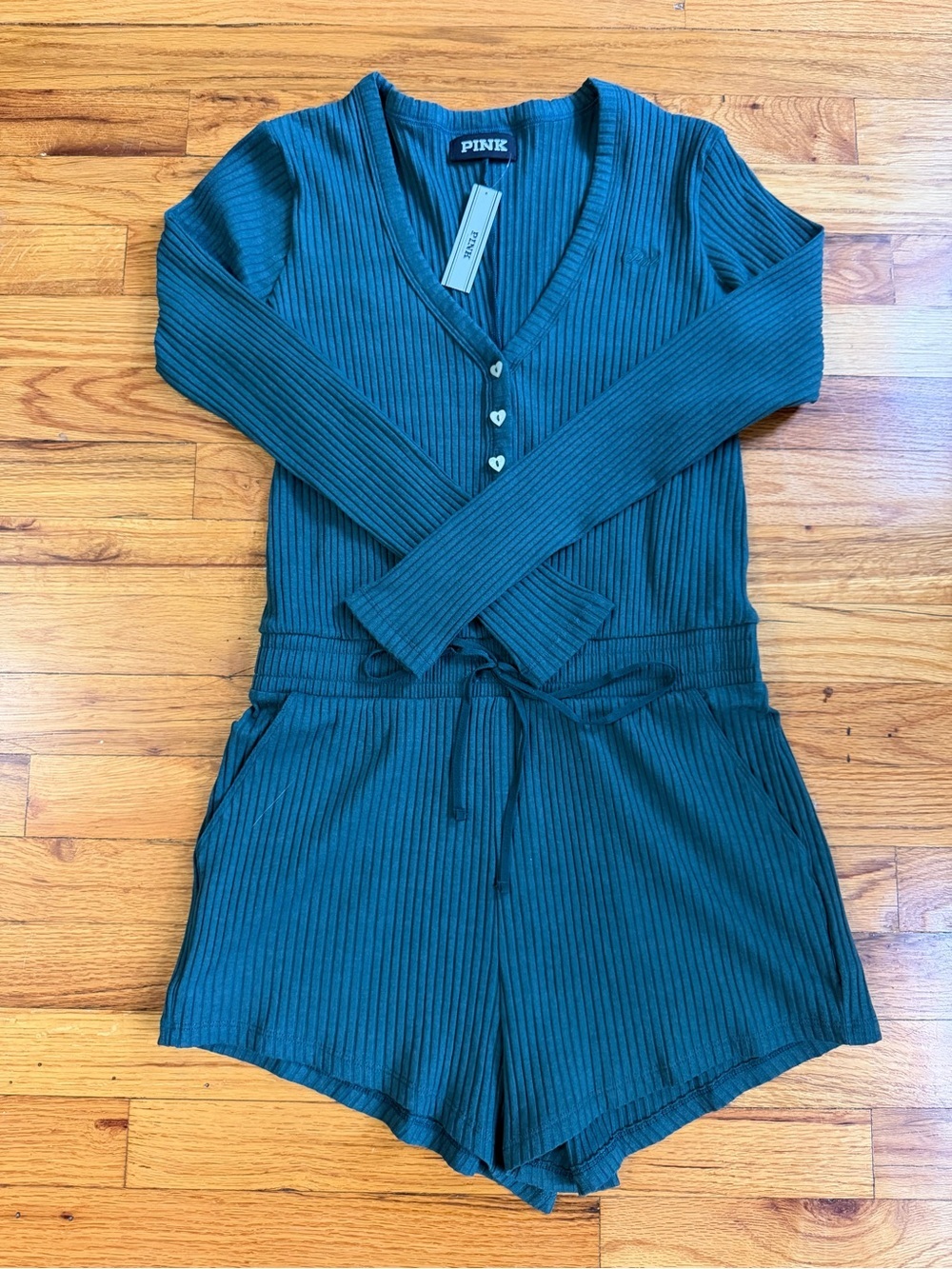 NWT PINK by Victoria’s Secret Ribbed Romper – Size Small - Picture 3 of 8